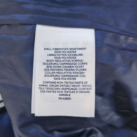 LANDS END Womens Down Feather Puffer Vest 600 Fill Blue White Stripe Plus 1X - Picture 10 of 12